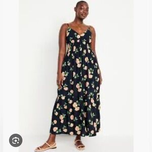 Old Navy Tiered Maxi Swing Dress - Black Floral - Size M